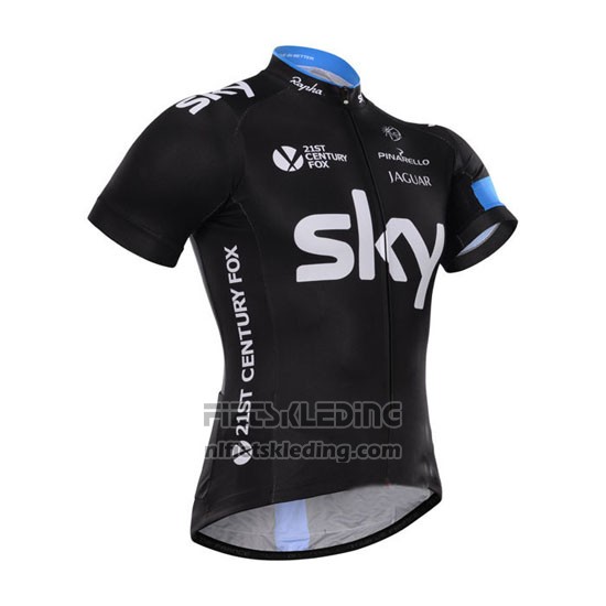 2015 Fietskleding Sky Azuur en Zwart Korte Mouwen en Koersbroek